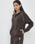 CVC ZIPPED HOODED JKT 26173857T DK.BROWN 57