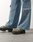כפכף האגג סוליה מוגבהת ירוק 1136765 - xtazy fashion