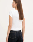 LV047C910G YAA A- SS WOVEN LABEL RIB VNECK TEE