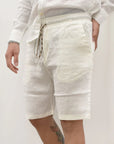 GIANNI LUPO מכנס פשתן קצר FJ3269 WHI