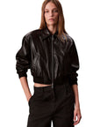 CK LV047C518G UB1 A-Cropped Crinkle Faux Leather B