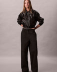 CK LV047C518G UB1 A-Cropped Crinkle Faux Leather B