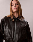 CK LV047C518G UB1 A-Cropped Crinkle Faux Leather B
