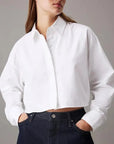 OXFORD LS CROPPED SHIRT J20J225079 YAF - xtazy fashion