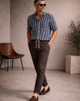 GIANNI LUPO מכנס פשתן FJ3270 S26 BROWN