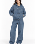 W DENIM ZIPPED JKT 27173867T MID BLUE 66