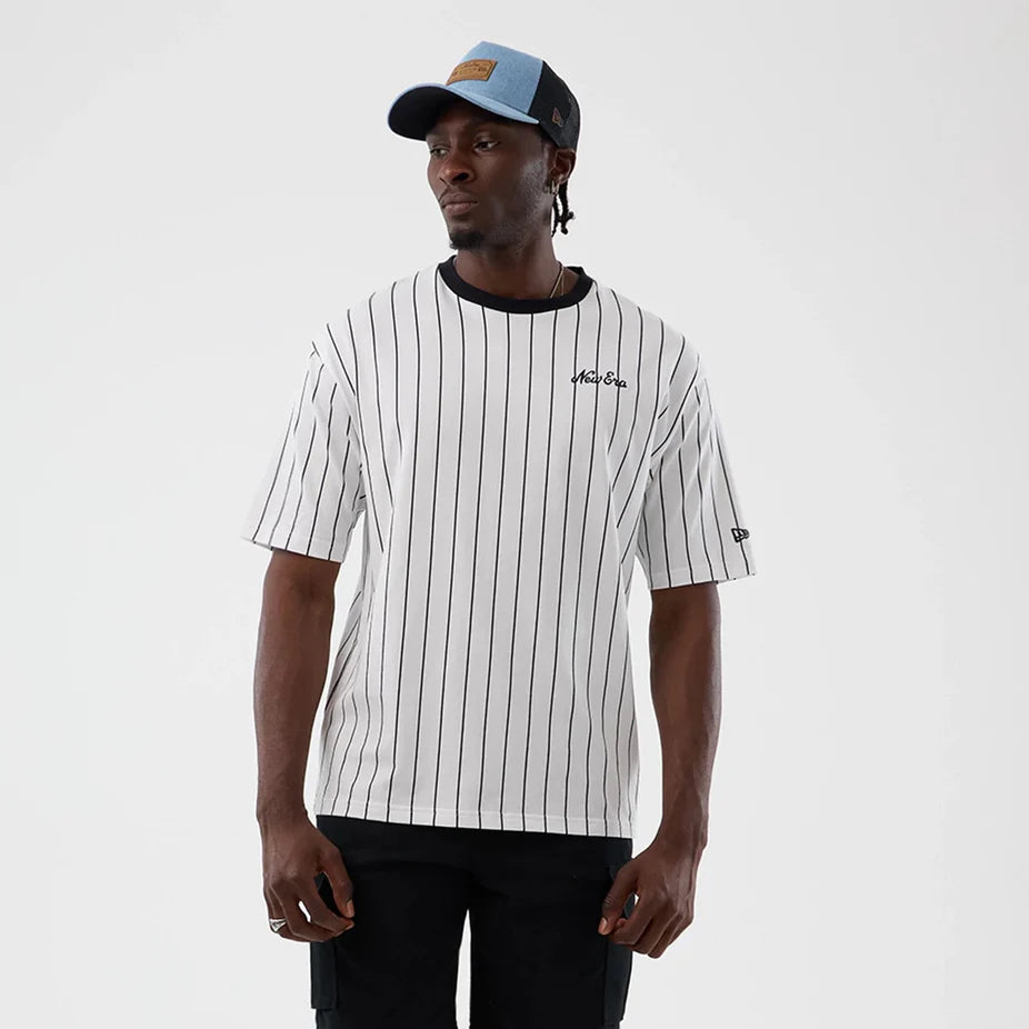 60856140 Pinstripe Oversize Tee New Era - WHI/NVY