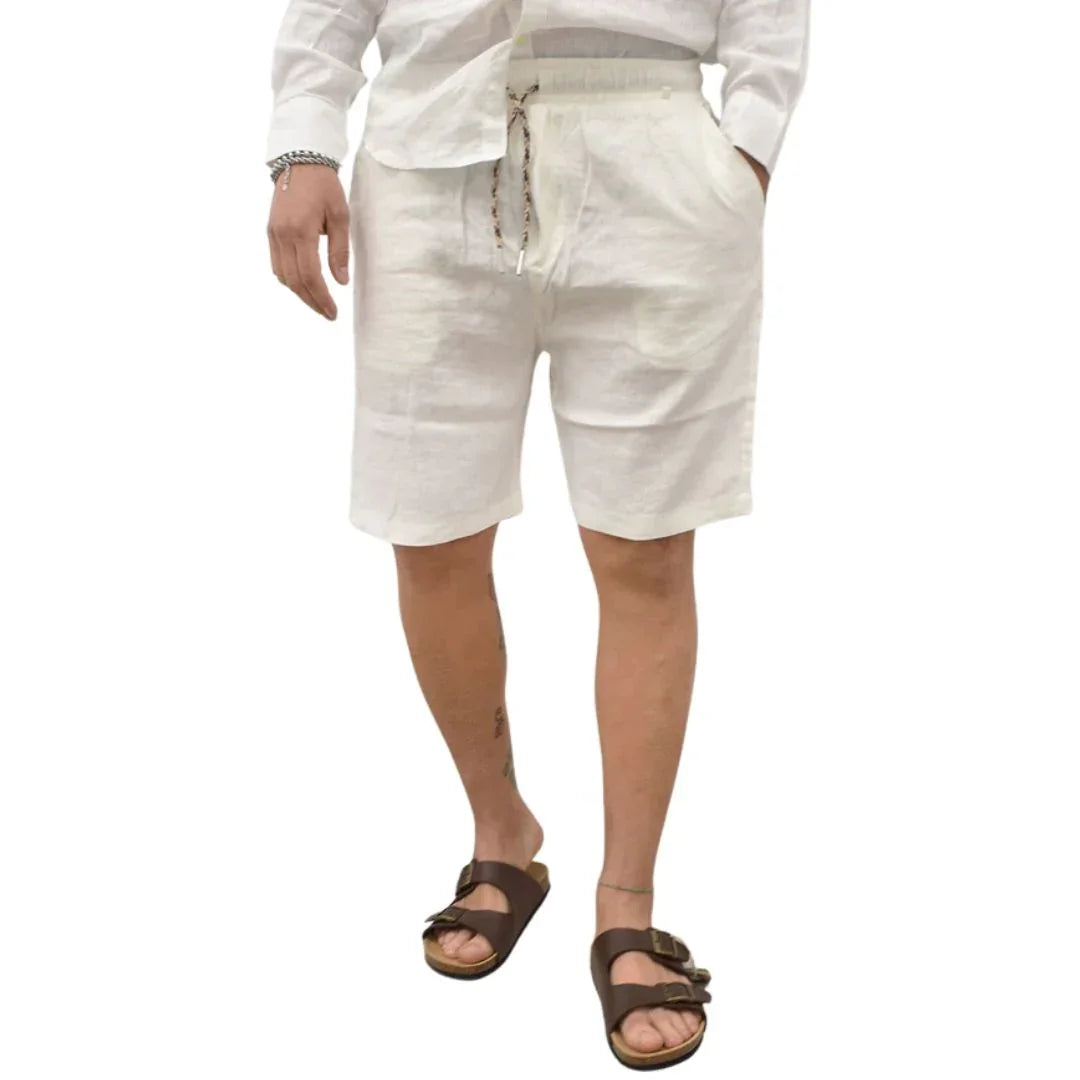 GIANNI LUPO מכנס פשתן קצר FJ3269 WHI