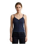 LV047G218G CEF SL COTTON CROCHET BUTTON FRONT T