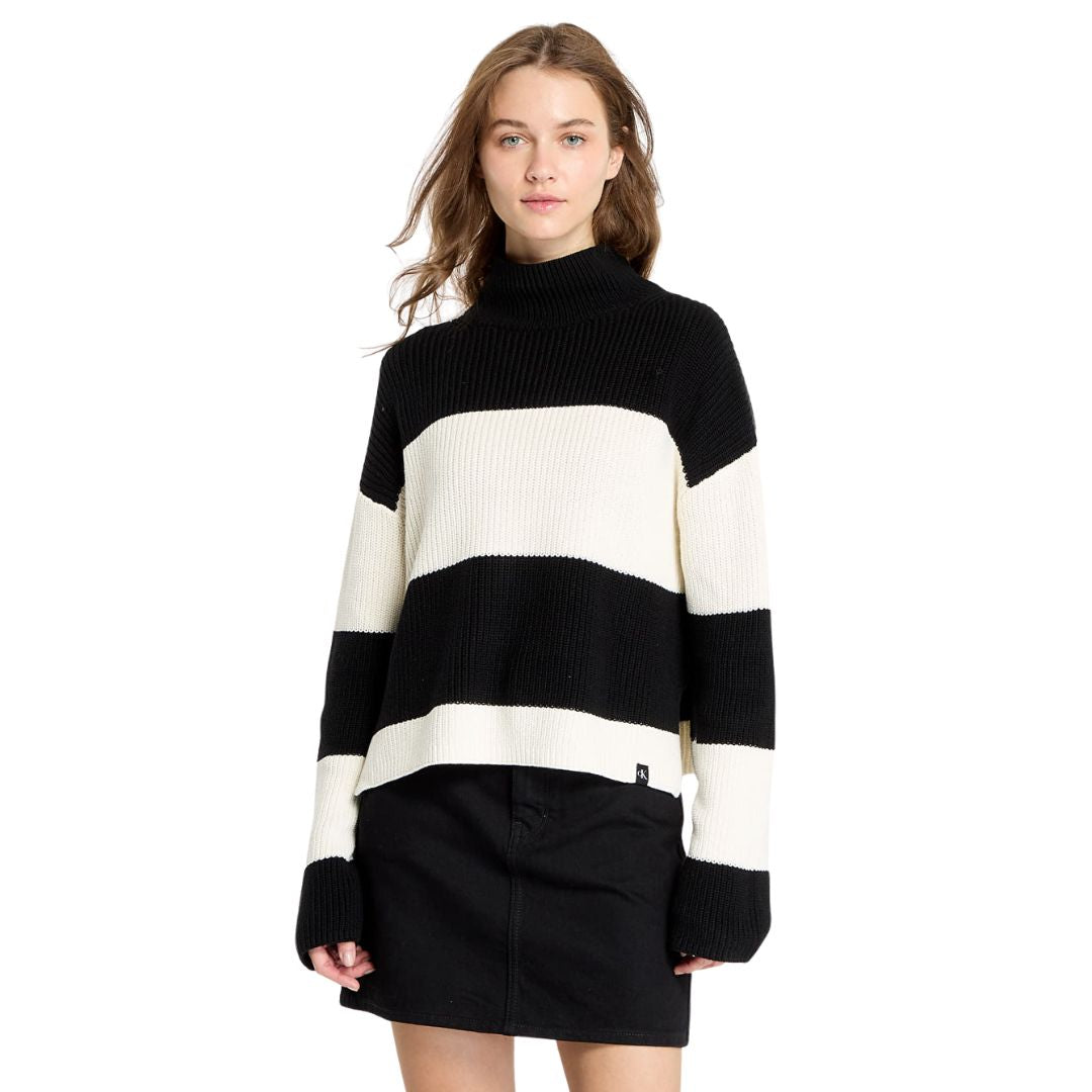 CK LV047D353G UB1 CHUNKY LOOSE HIGH NECK SWEATER