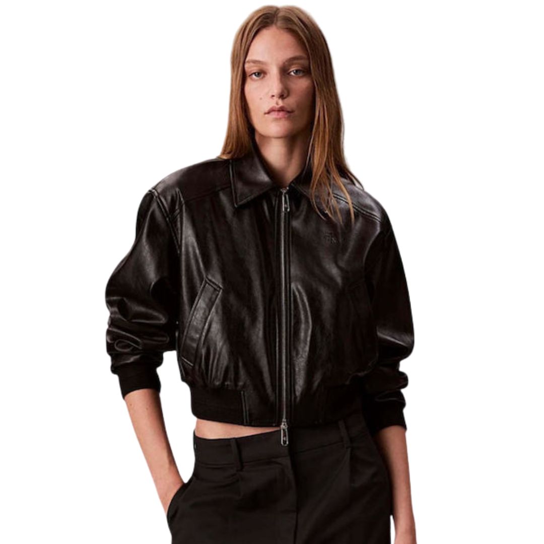 CK LV047C518G UB1 A-Cropped Crinkle Faux Leather B