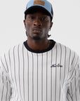 60856140 Pinstripe Oversize Tee New Era - WHI/NVY