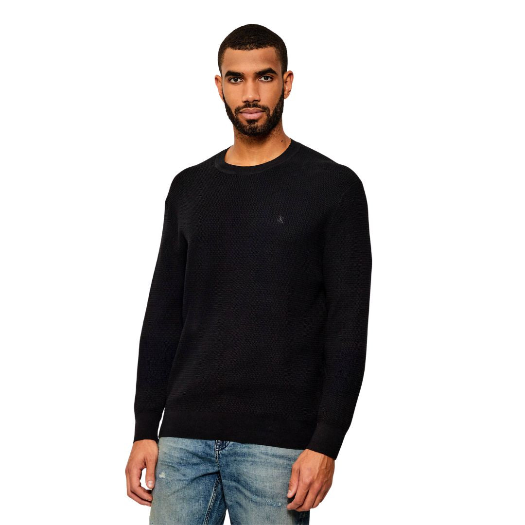 CK LV04LB327G UB1 LS TEXTURE CTTN CREWNK SWEATER 1
