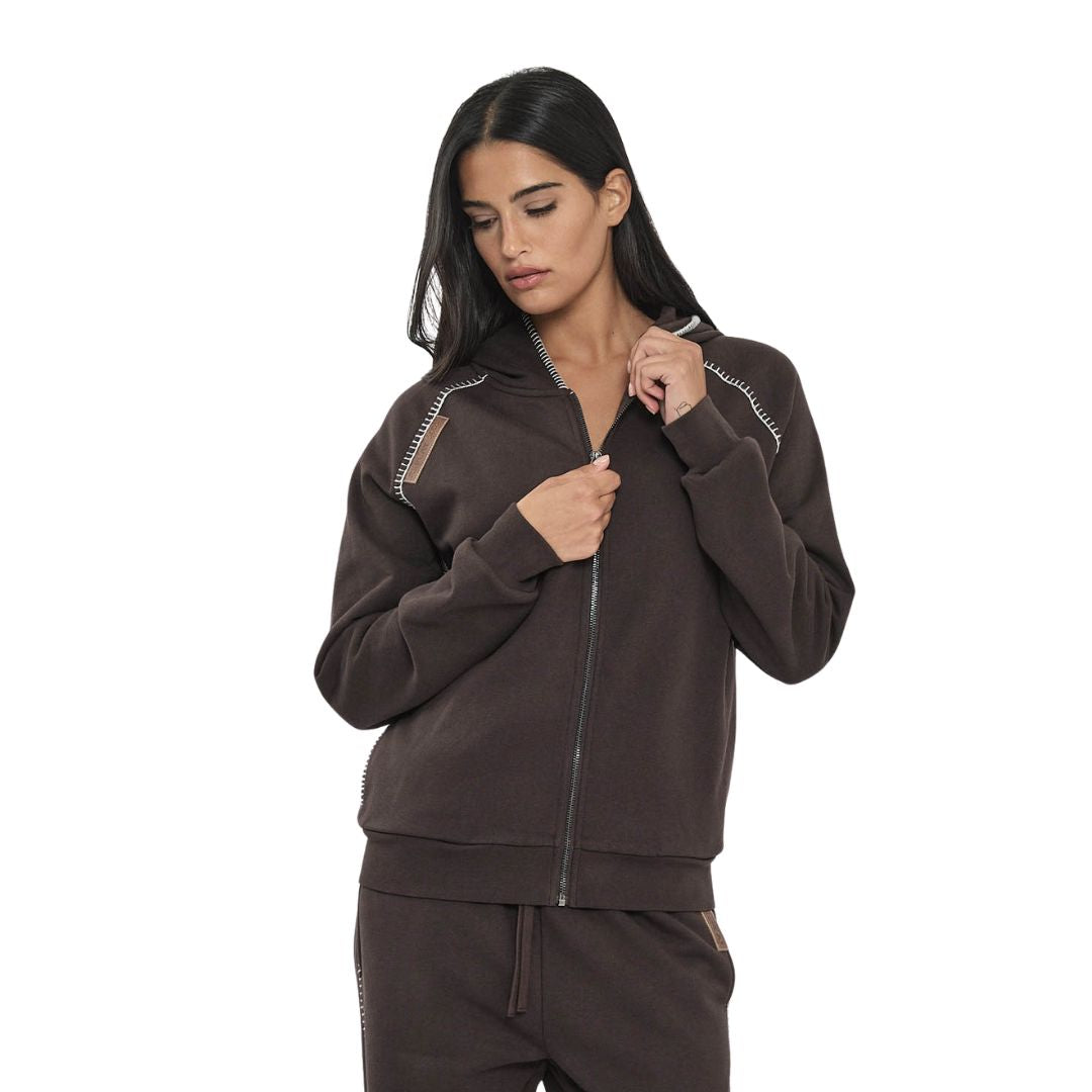 CVC ZIPPED HOODED JKT 26173857T DK.BROWN 57