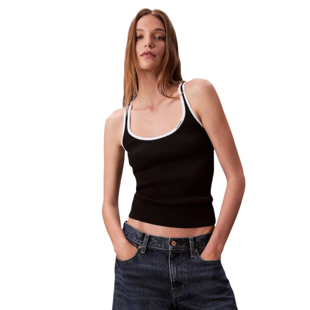 CK LV047D300G UB1 CTN RIB TANK WITH COLOR BLOCK TR