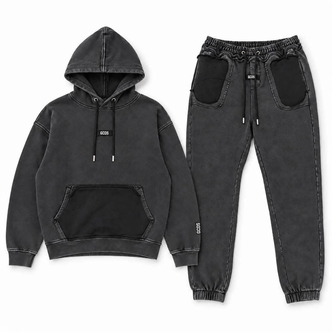 GCDS SPORT HOODIE SUIT BLACK GC262MS01-001