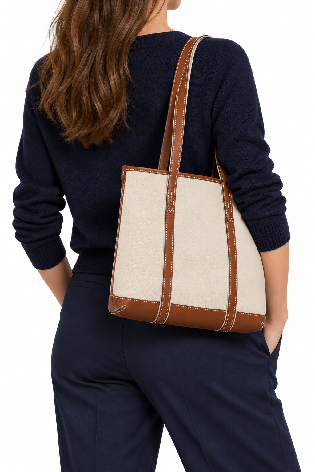 Polo Ralph Lauren 428P03085 001 — גב על דוגמנית, הדמיה המבוססת על צילומי המוצר