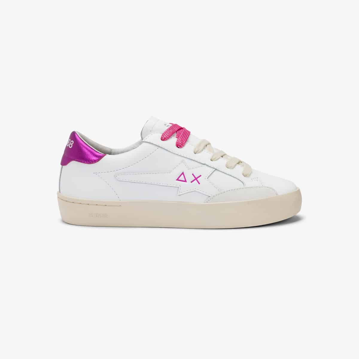 KATY LEATHER WHITE/FUXIA — סניקרס לנשים