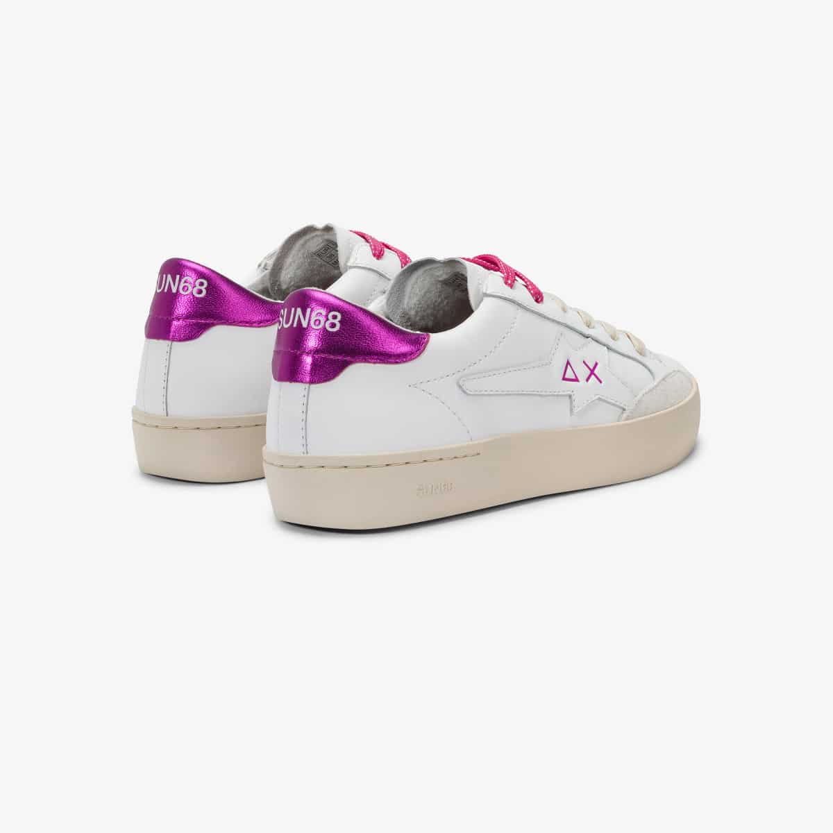 KATY LEATHER WHITE/FUXIA — סניקרס לנשים