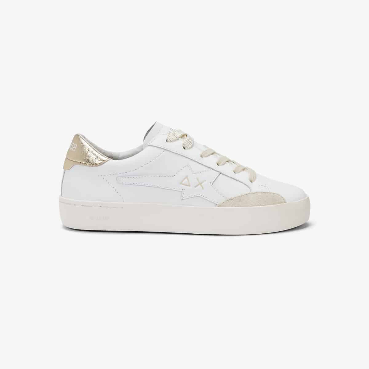 KATY LEATHER WHITE/GOLD — סניקרס לנשים
