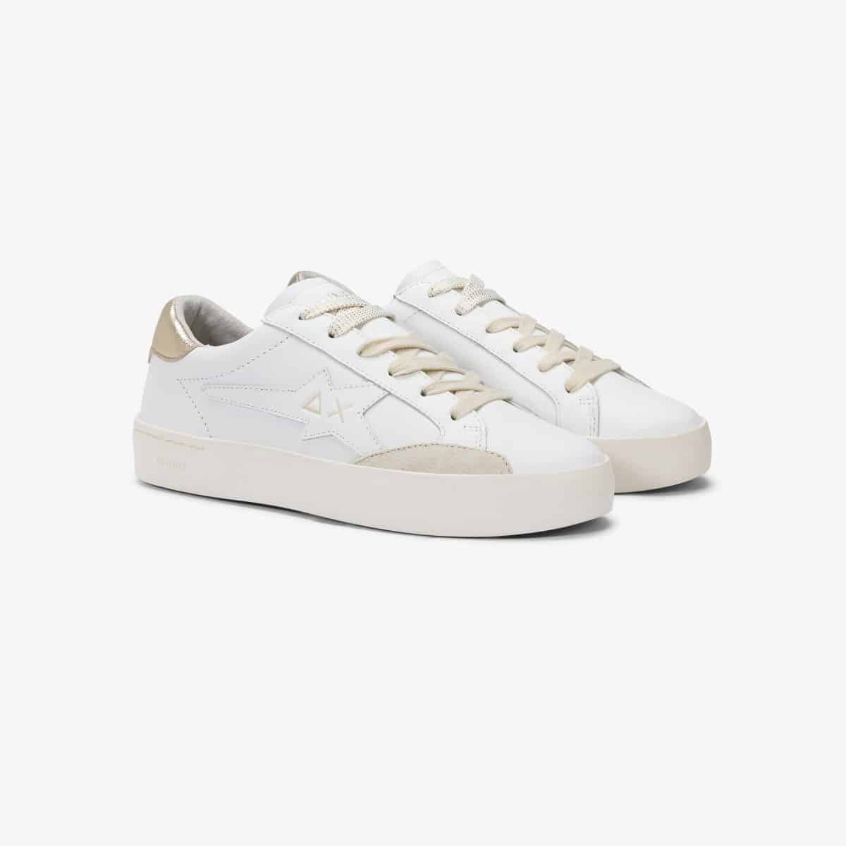 KATY LEATHER WHITE/GOLD — סניקרס לנשים