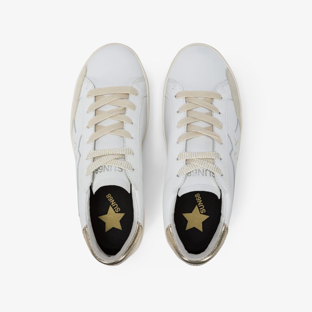 KATY LEATHER WHITE/GOLD — סניקרס לנשים