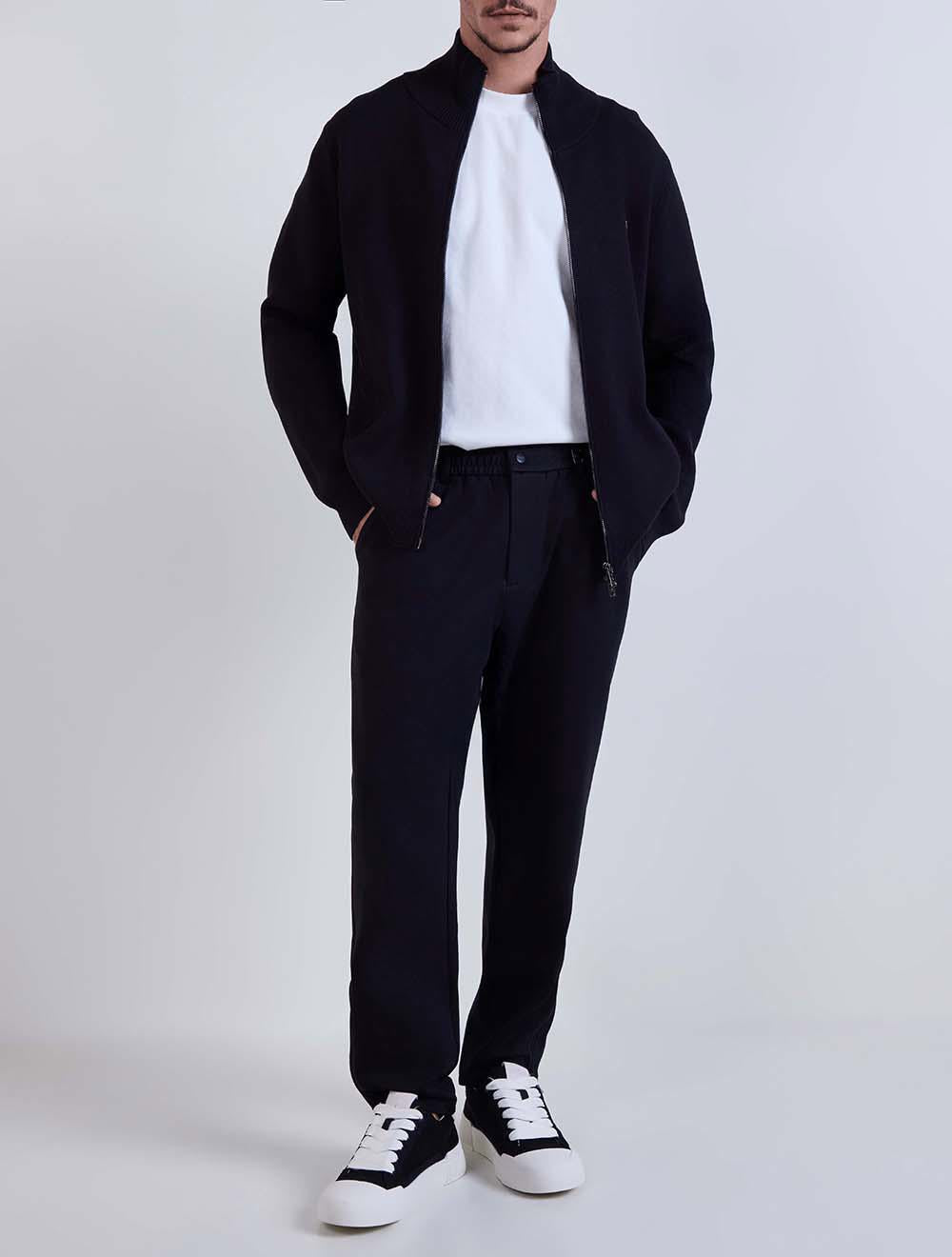 8080257BAM-99 Full Zipped Knitted Jacket