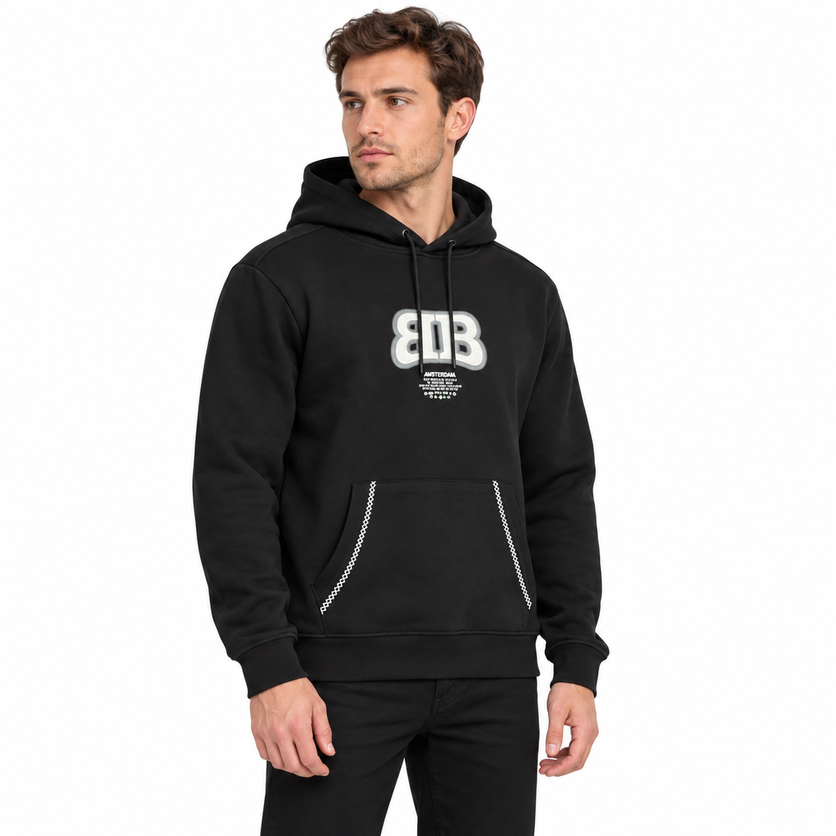 BALR קפוצ׳ון שחור 8080260BAM-99 – על דוגמן – זווית קדמית