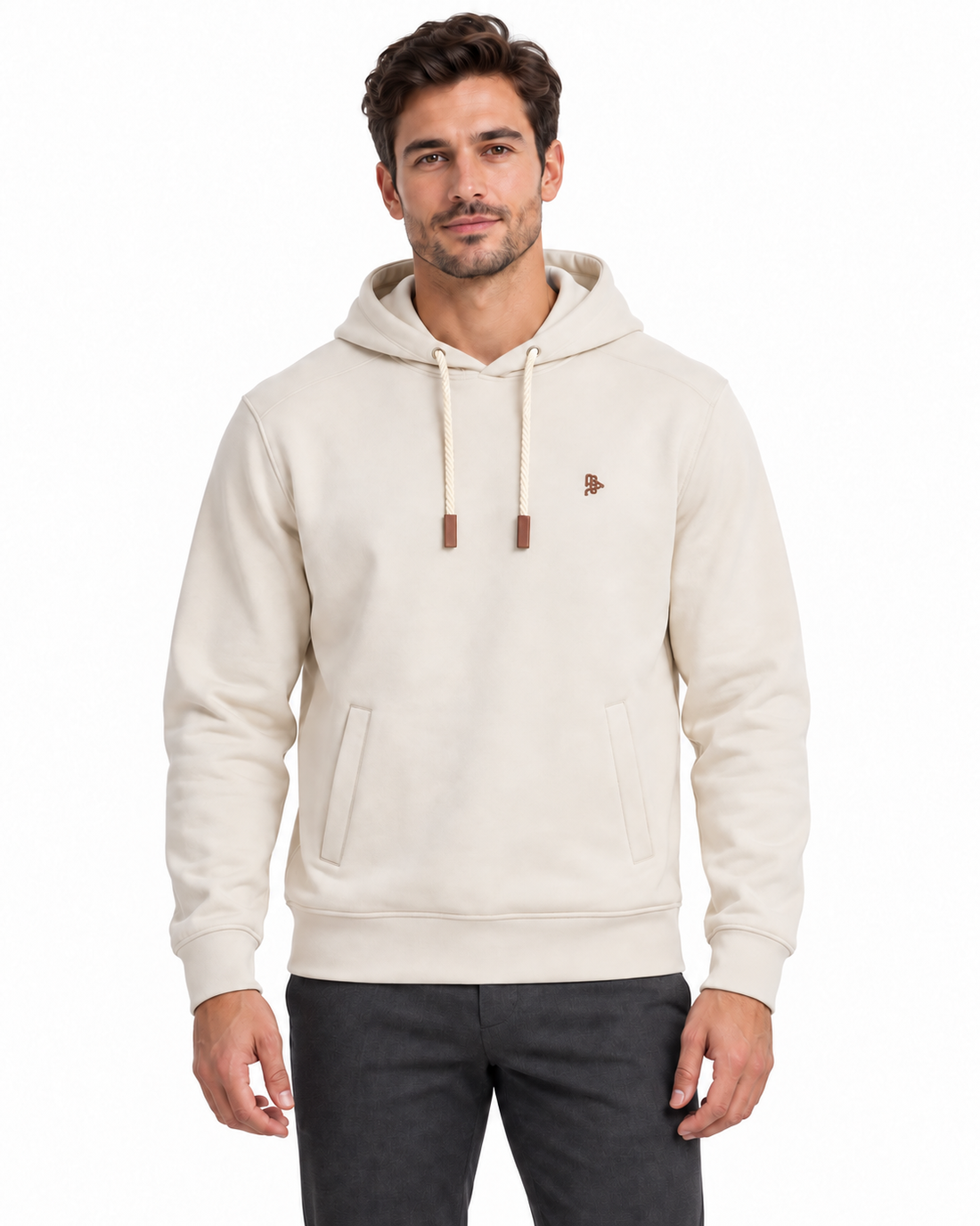 קפוצון BALR לגברים בצבע שמנת – Relaxed Hoodies