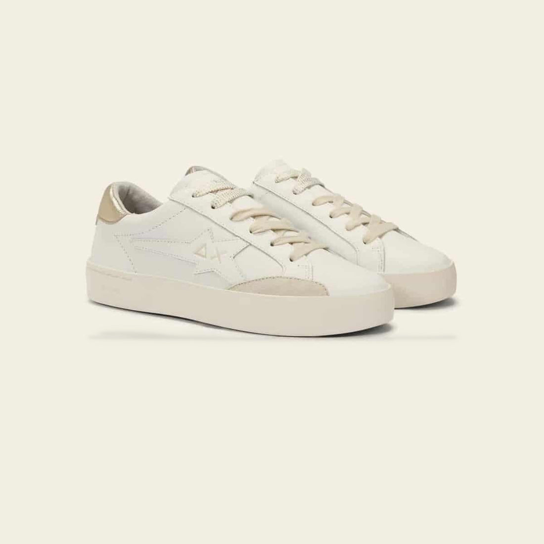 KATY LEATHER WHITE/GOLD — סניקרס לנשים
