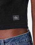 LV047C910G UB1 A- SS WOVEN LABEL RIB VNECK TEE