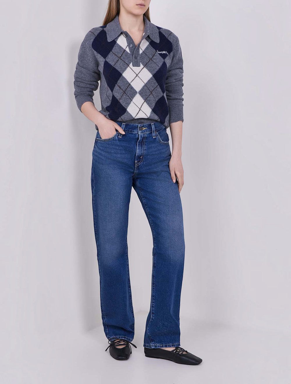 ג׳ינס Levi’s Easy Dad לנשים כחול 005DC-0004 – מראה מלא על דוגמנית