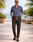 GIANNI LUPO מכנס פשתן FJ3270 S26 BROWN