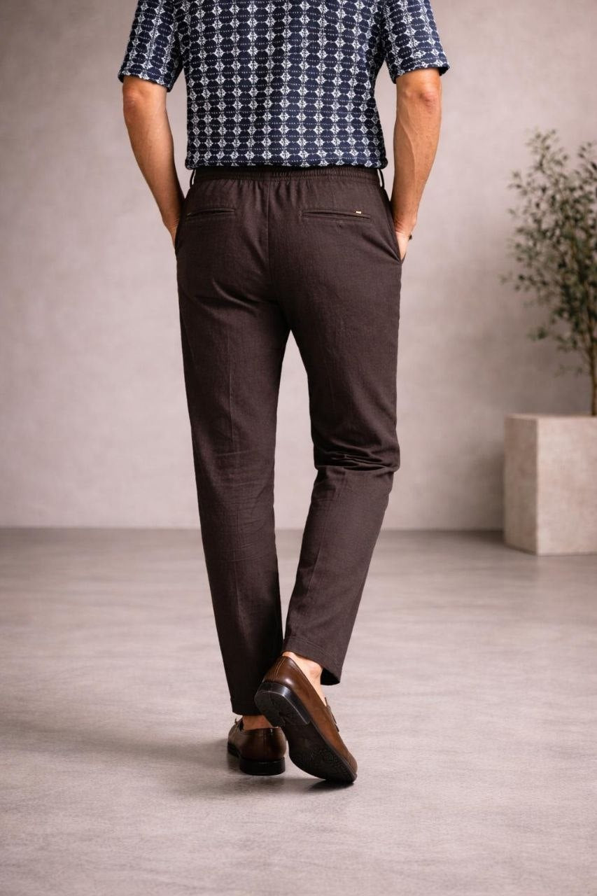 GIANNI LUPO מכנס פשתן FJ3270 S26 BROWN