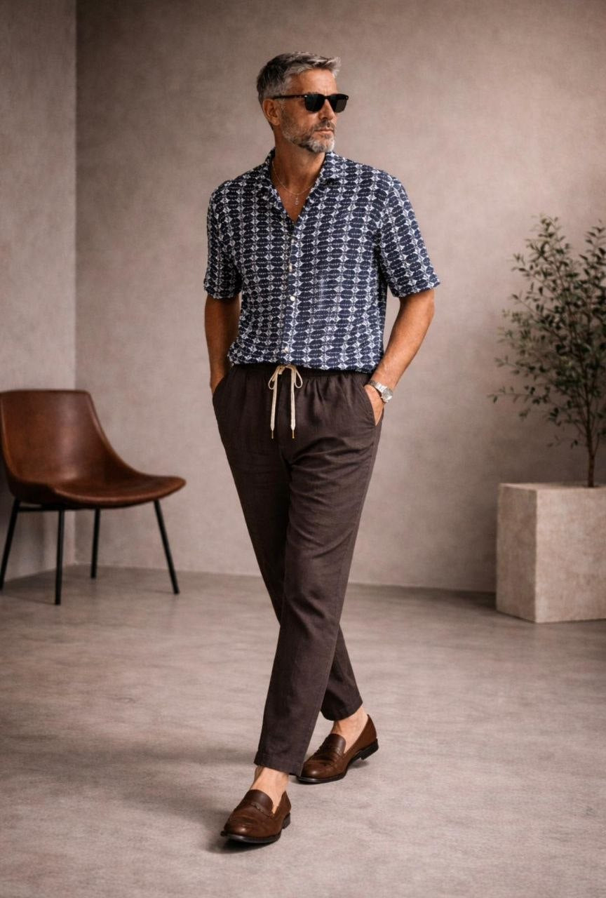 GIANNI LUPO מכנס פשתן FJ3270 S26 BROWN
