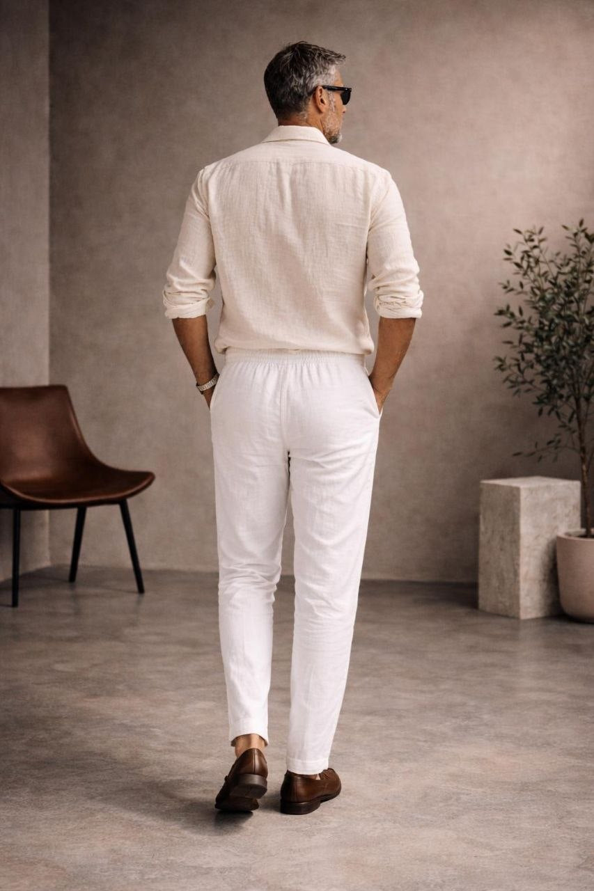 GIANNI LUPO מכנס פשתן FJ3270 S26 WHI