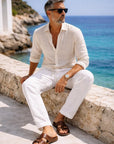 GIANNI LUPO מכנס פשתן FJ3270 S26 WHI