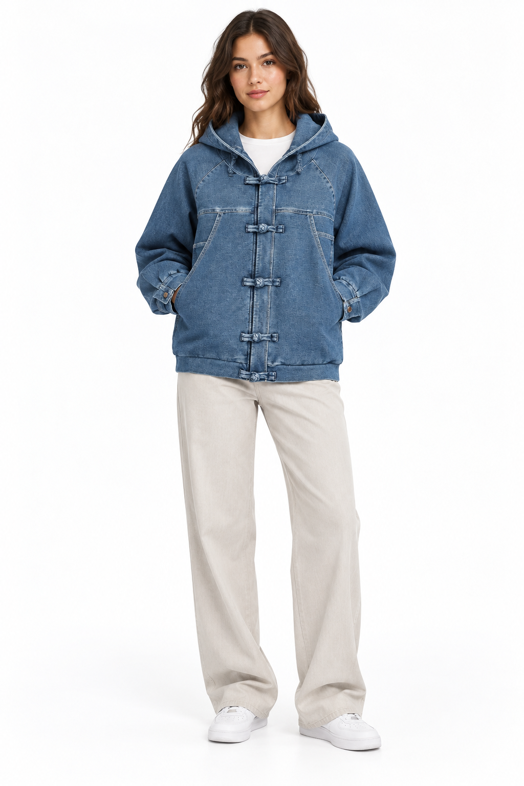 W DENIM ZIPPED JKT 27173867T MID BLUE 66