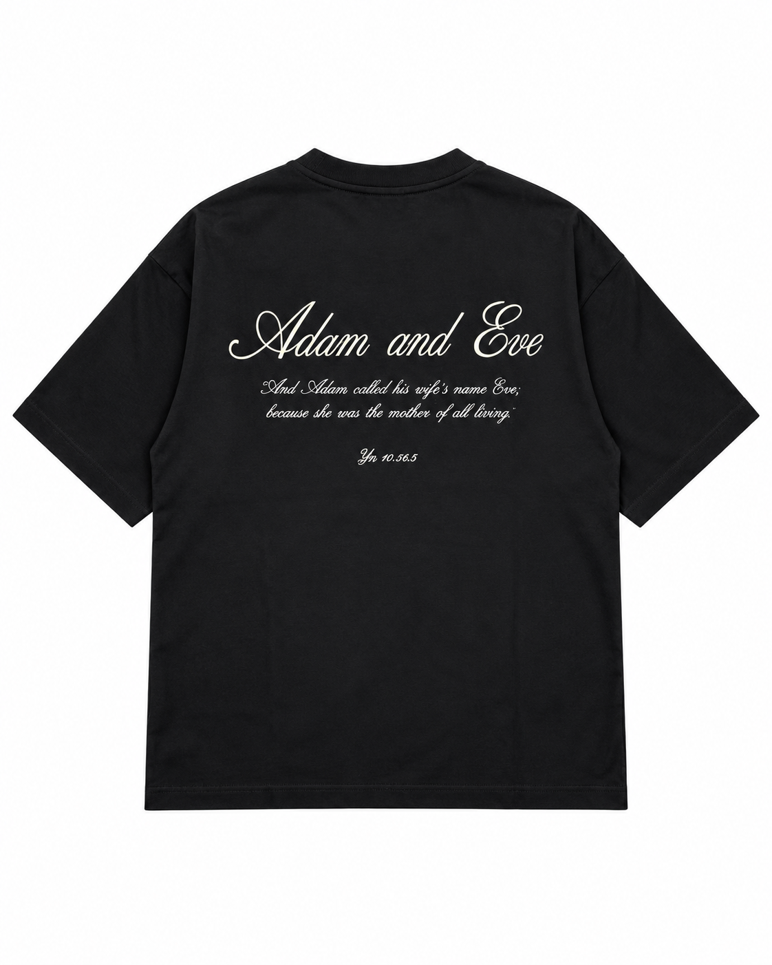 חולצת YN CLOUD Adam and Eve שחור – גב על רקע לבן