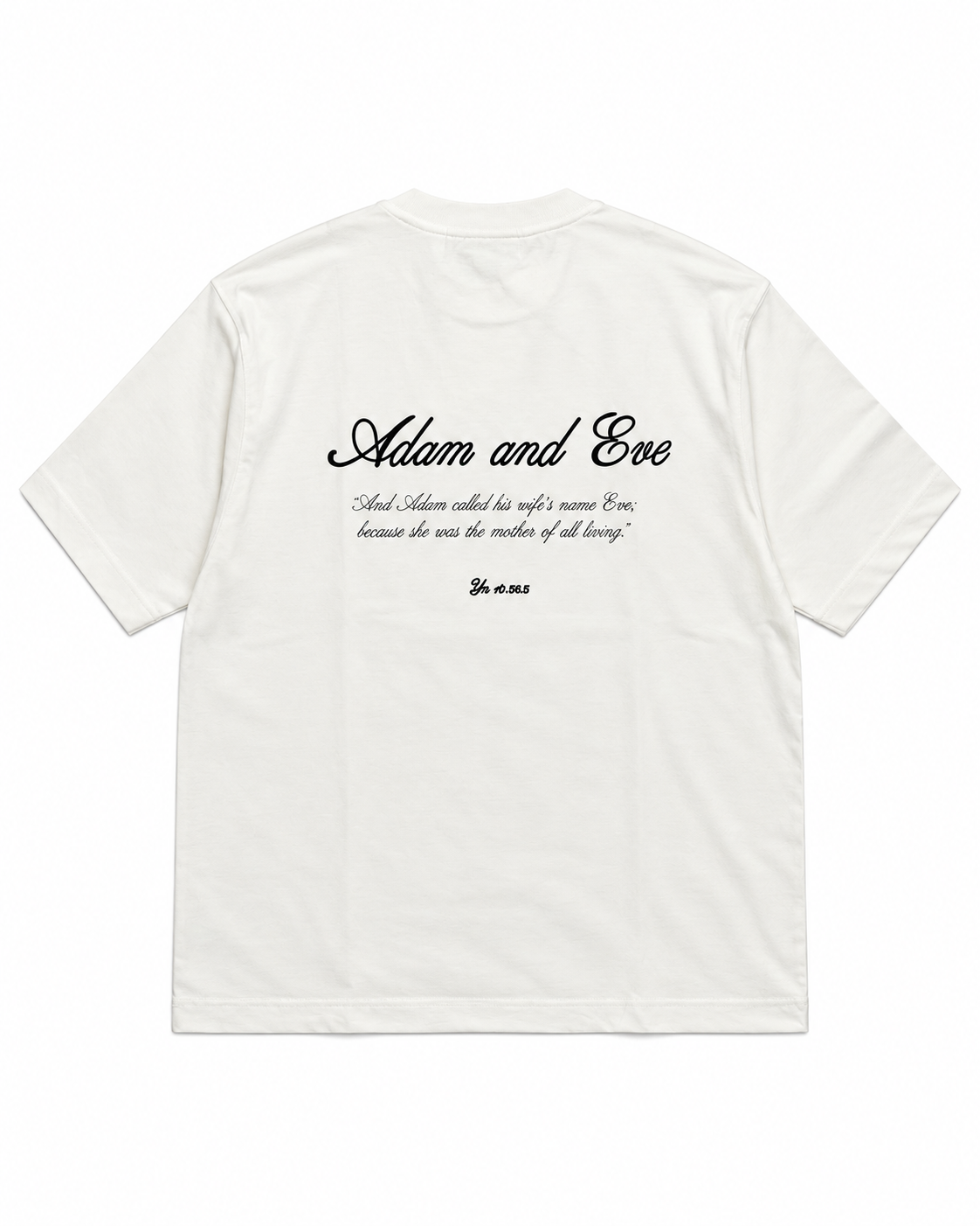 חולצת YN CLOUD Adam and Eve לבן – גב על רקע לבן